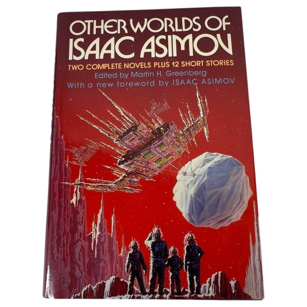 1987 Other Worlds Of Isaac Asimov Hardcover DJ 2 Novels 12 Short‎ Stories Sci-Fi